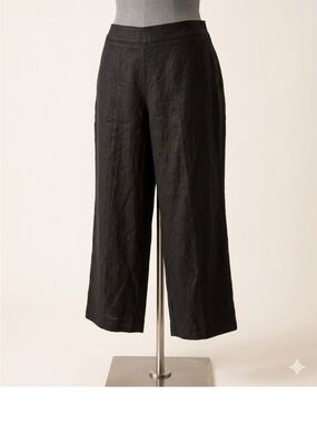Eileen Fisher Black Linen Wide Leg Ankle/Capris Pants Size XL